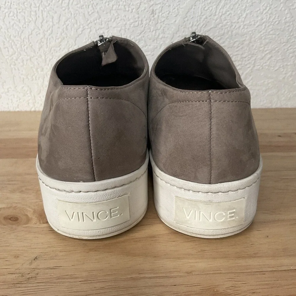 Vince‎ Gray Zip Front Slip On Platform Sneaker Women 8.5M China Nubuck/Leather